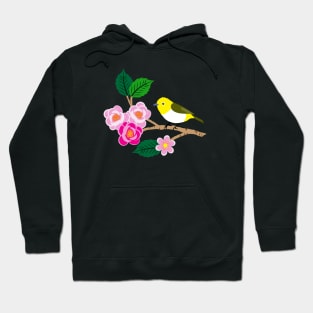 Japanese sakura flowers with yellow birds Hoodie